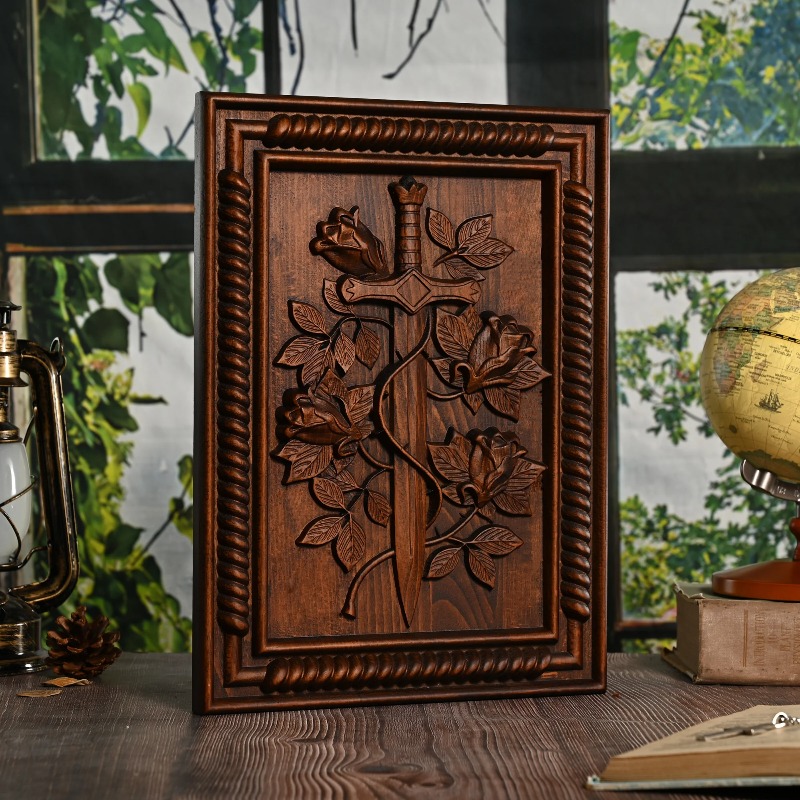 Home Decor Frames - Vintage Solid Wood Carved Rose and