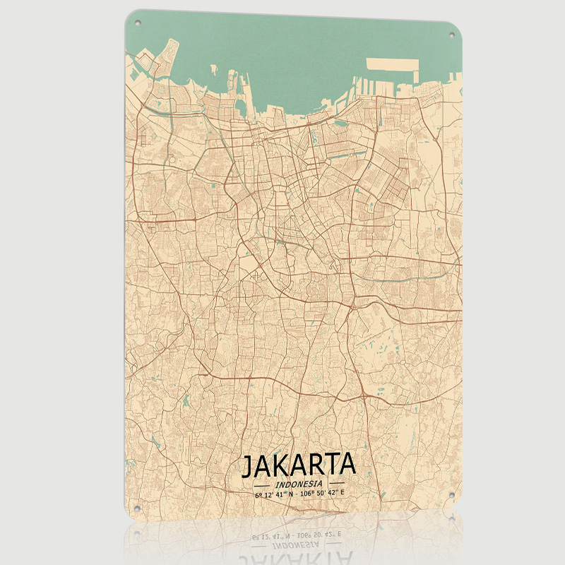 Home Decor Jakarta - Jakarta Vintage Map Printed Poster Custom