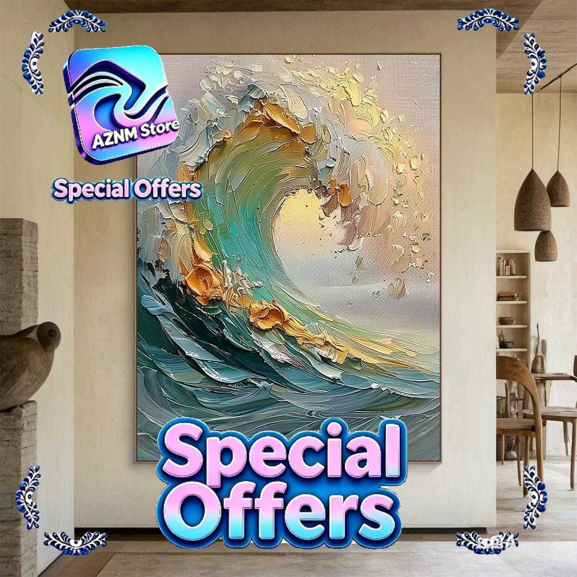 Home Decor Etsy - 3D Beige Large Canvas Abstract Handmade