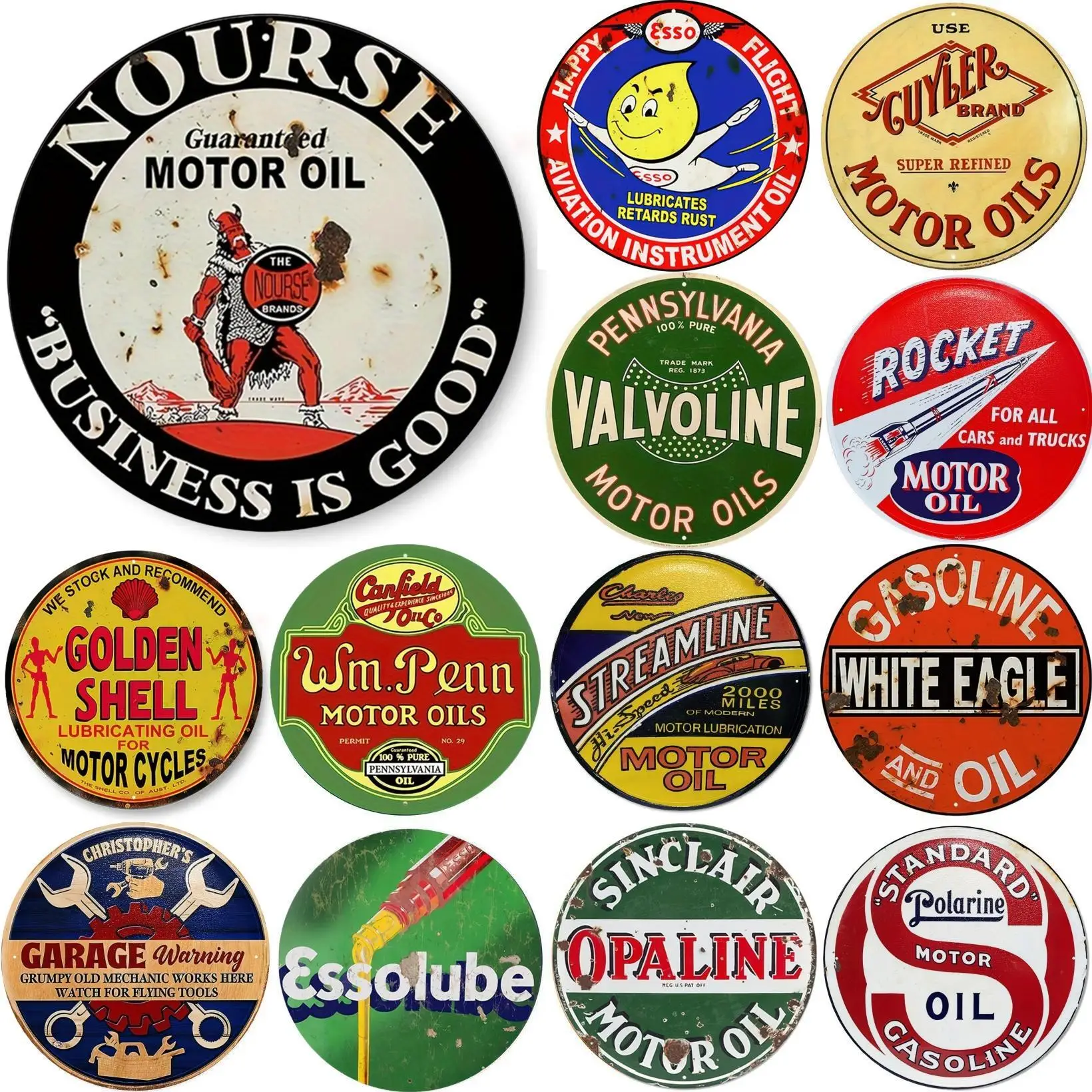 Home Decor Essentials - Vintage Motor Oil Sign Round Metal