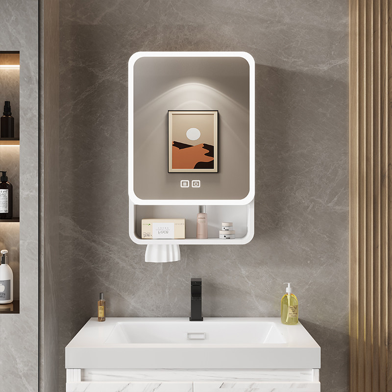 Home Decor Mirror - Organizer Mirror Bathroom Cabinet Storage Shelves