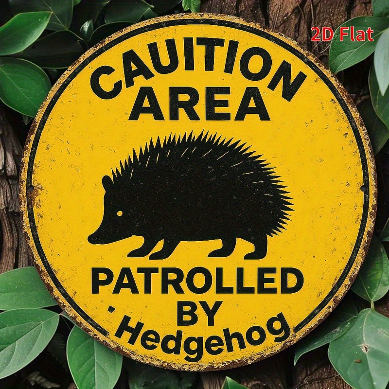 Home Decor Yellow - Vintage Rustic Hedgehog Patrol Area Metal