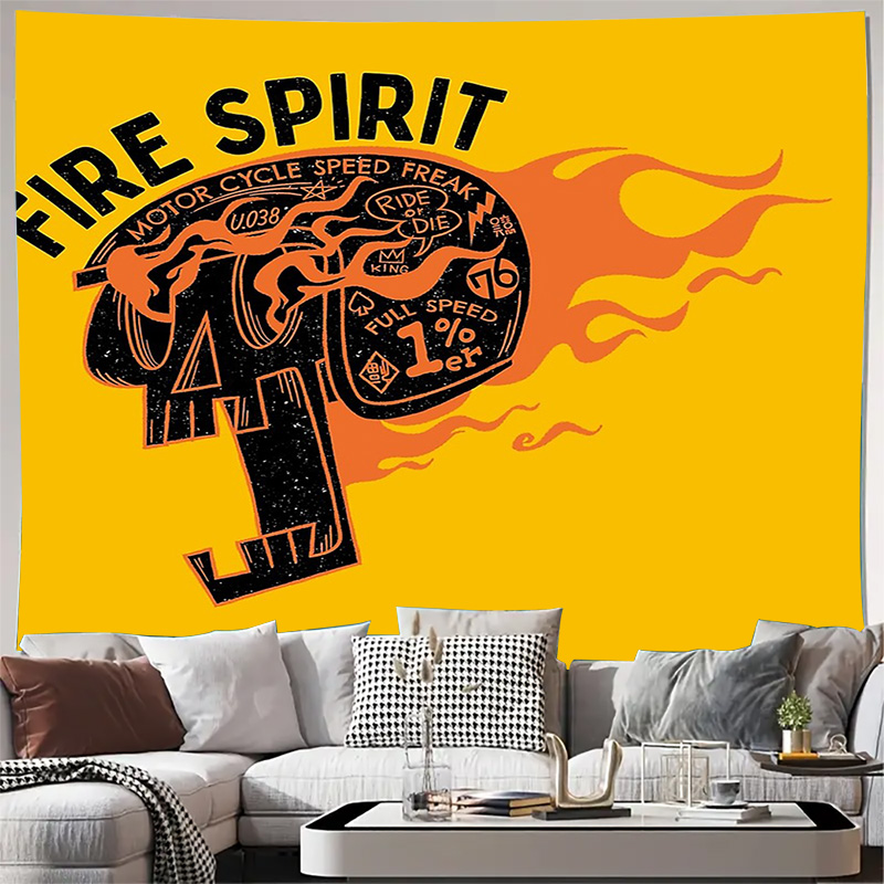 Home Decor Hippie - Vintage Motorcycle Wall Tapestry Psychedelic Desert