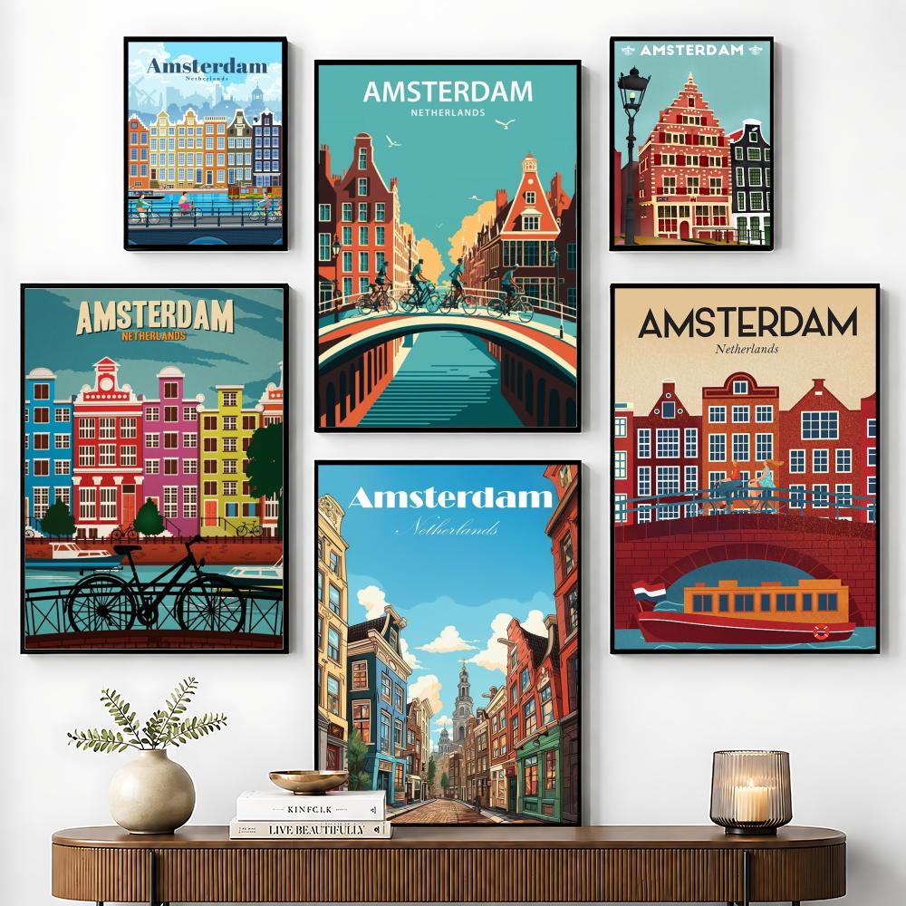 Home Decor Netherlands - Amsterdam Netherlands Poster Perfect Sticker Self