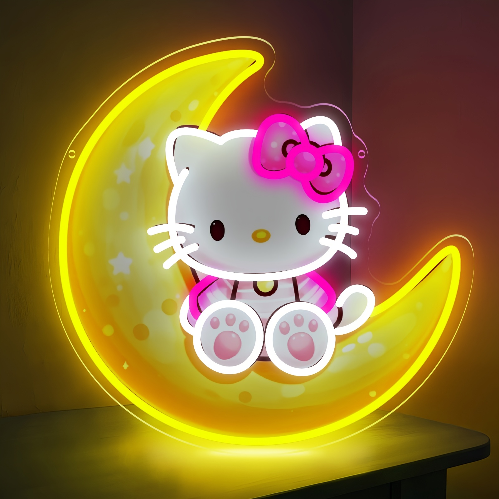Home Decor Yellow - Hello Kitty on Moon Yellow Cute