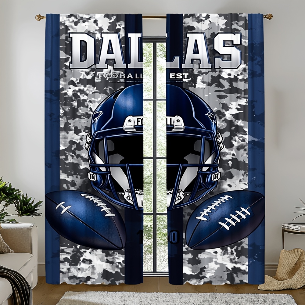 Home Decor Dallas - Dallas Football Door Curtains 2pcs, Blue