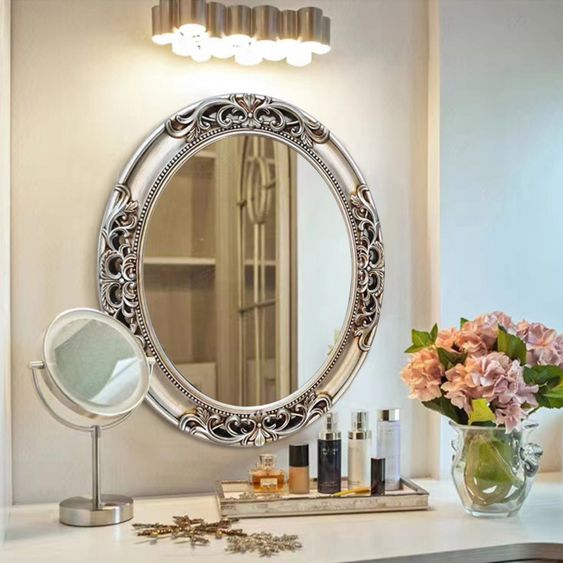 Home Decor Mirror - European Oval Hollow Bathroom Vanity Mirror