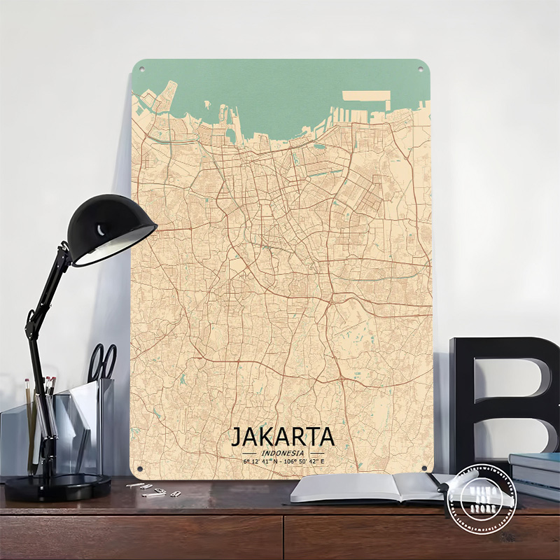 Jakarta Vintage Map Printed Po - огляд і ціна Home Decor Jakarta