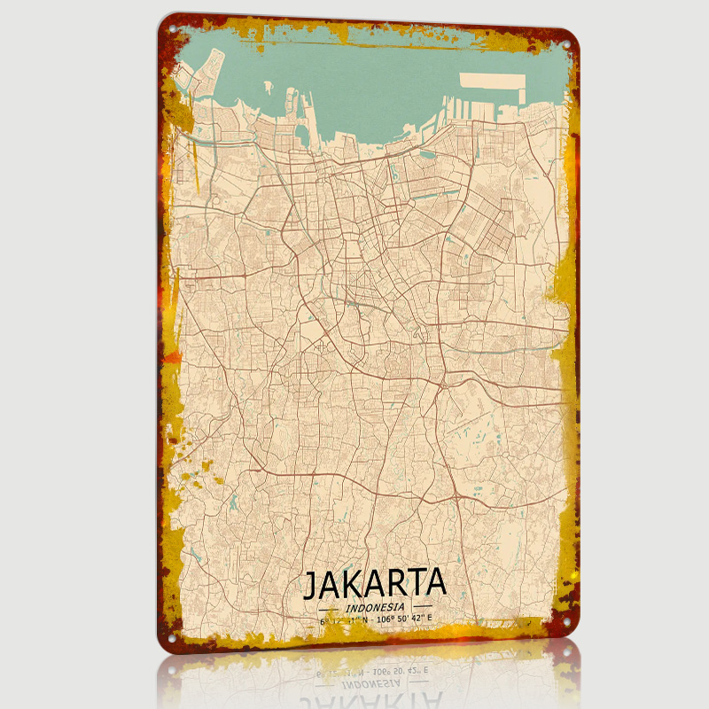 Jakarta Vintage Map Printed Po - огляд і ціна Home Decor Jakarta