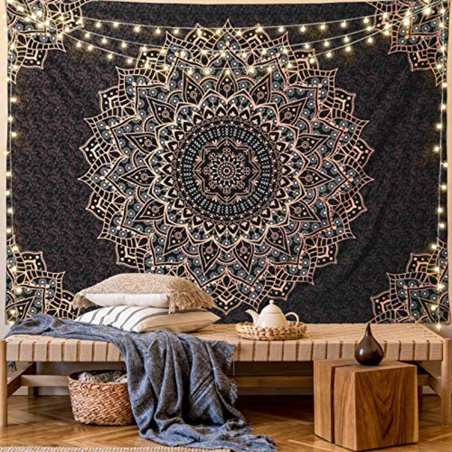Black Mandala Tapestry Wall Ha - огляд і ціна Home Decor Hippie