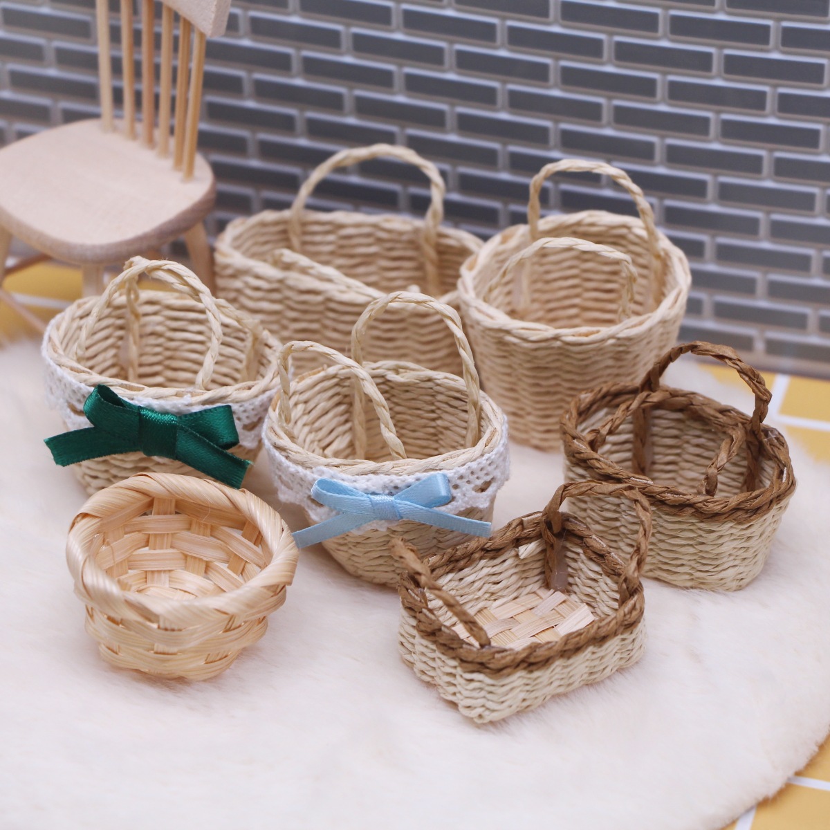 1Pc Dollhouse Handwoven Lafite - огляд і ціна Rattan Plant Basket