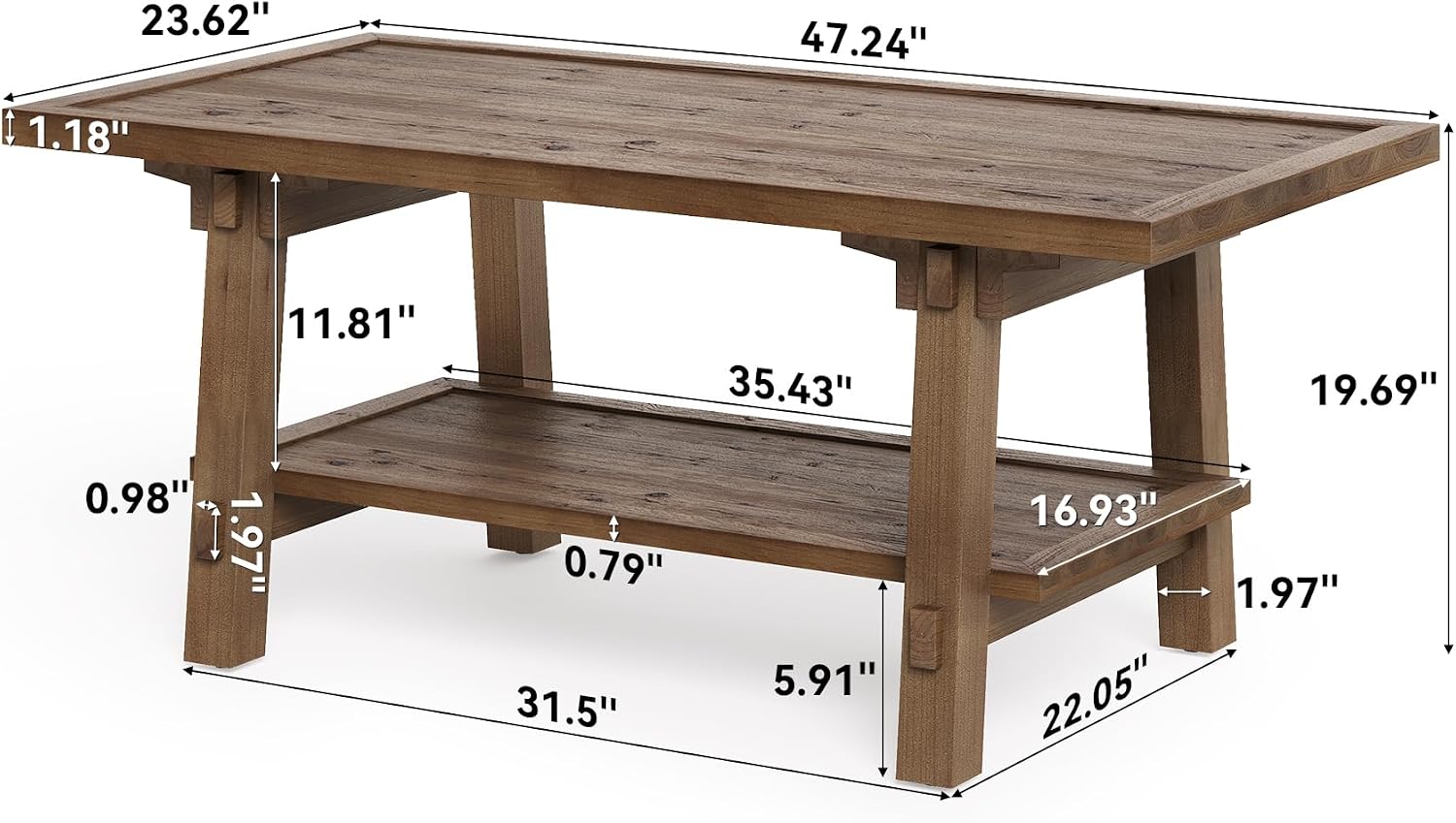 47 Inch Rectangle Solid Wood F - огляд і ціна Home Decor Center