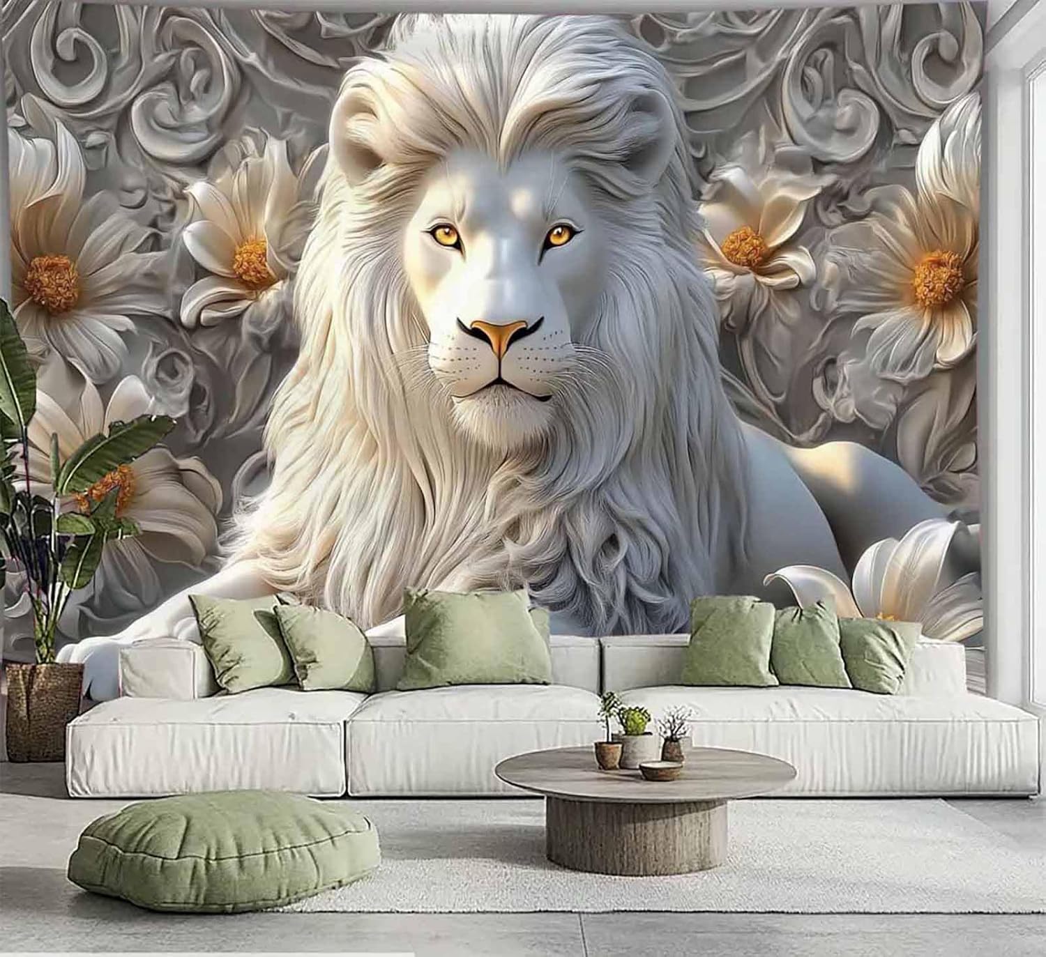 Cool White Lion Tapestry Aesth - огляд і ціна Home Decor Hippie