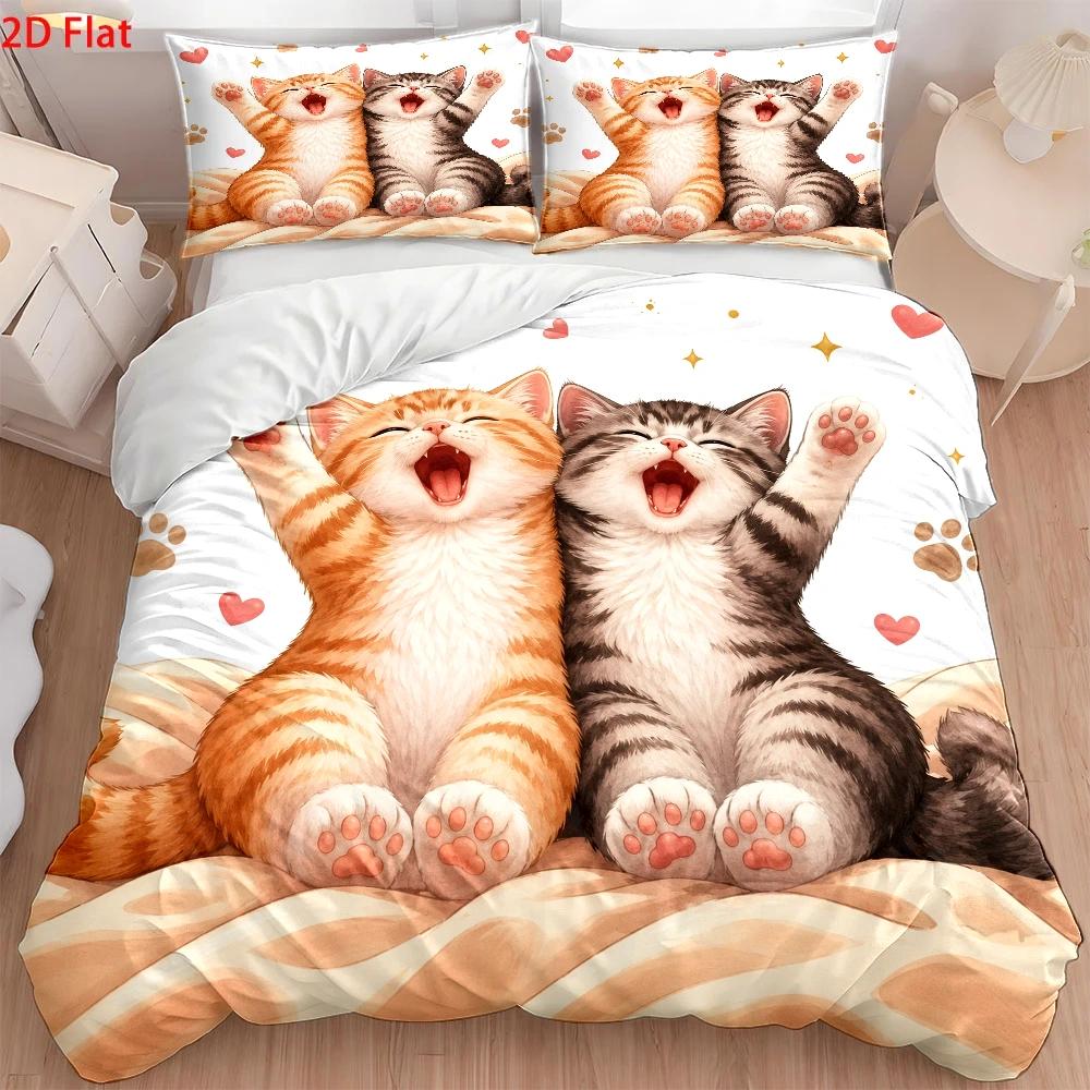 3Pc Cute Cat Print Duvet Cover - огляд і ціна Home Decor Minimalist Style