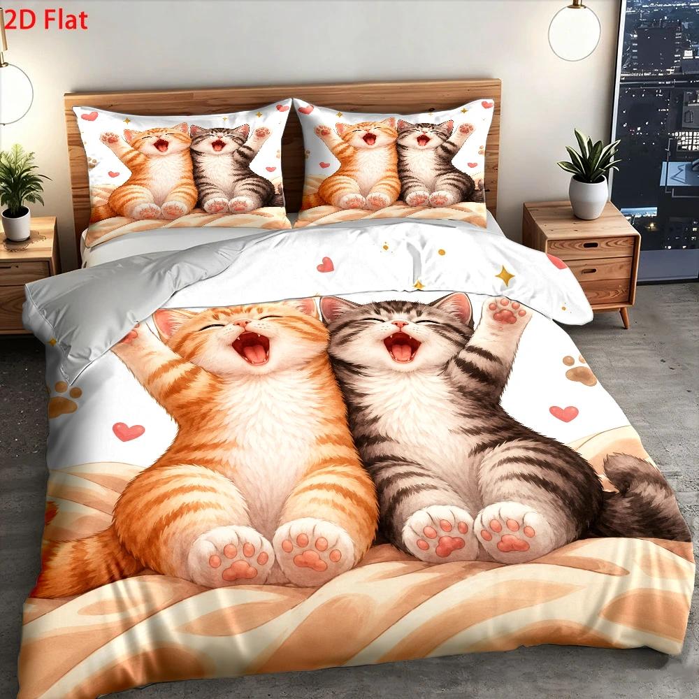 3Pc Cute Cat Print Duvet Cover - огляд і ціна Home Decor Minimalist Style