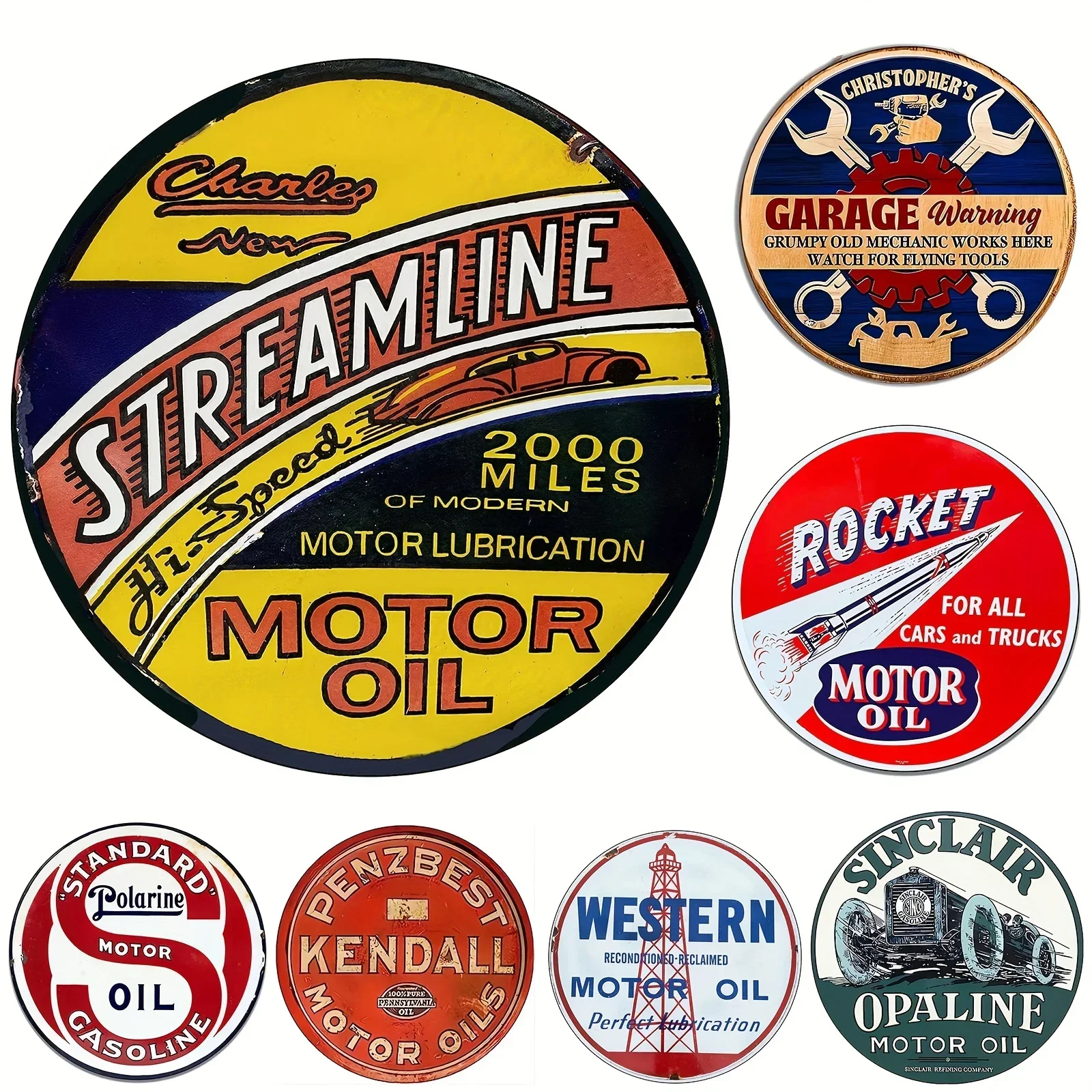 Vintage Motor Oil Sign Round M - огляд і ціна Home Decor Essentials