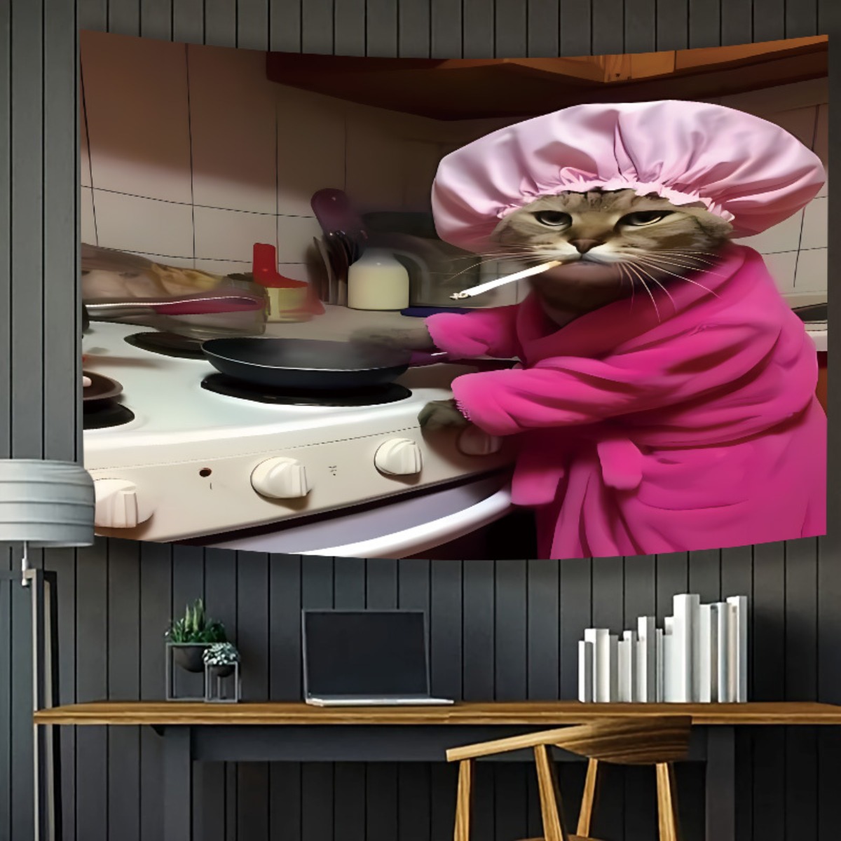 Cat Chef Pink Robe Wall Tapest - огляд і ціна Home Decor Minimalist Style