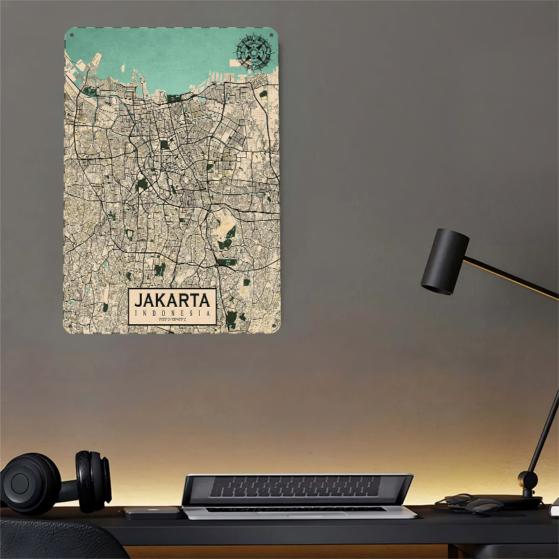 Jakarta City Map Vintage Metal - огляд і ціна Home Decor Jakarta