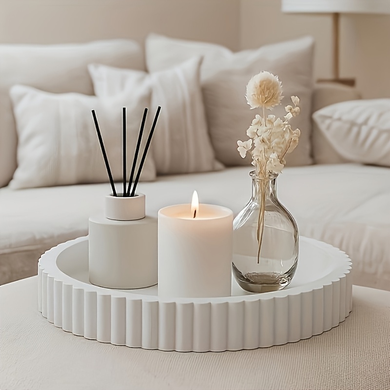 Round White Tray Modern Wavy T - огляд і ціна Home Decor Center