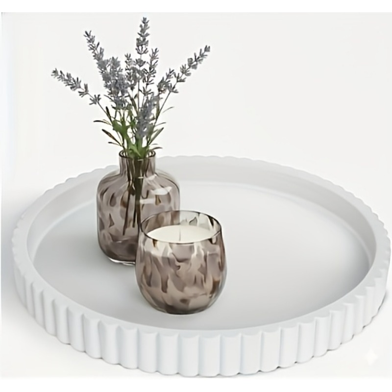 Round White Tray Modern Wavy T - огляд і ціна Home Decor Center