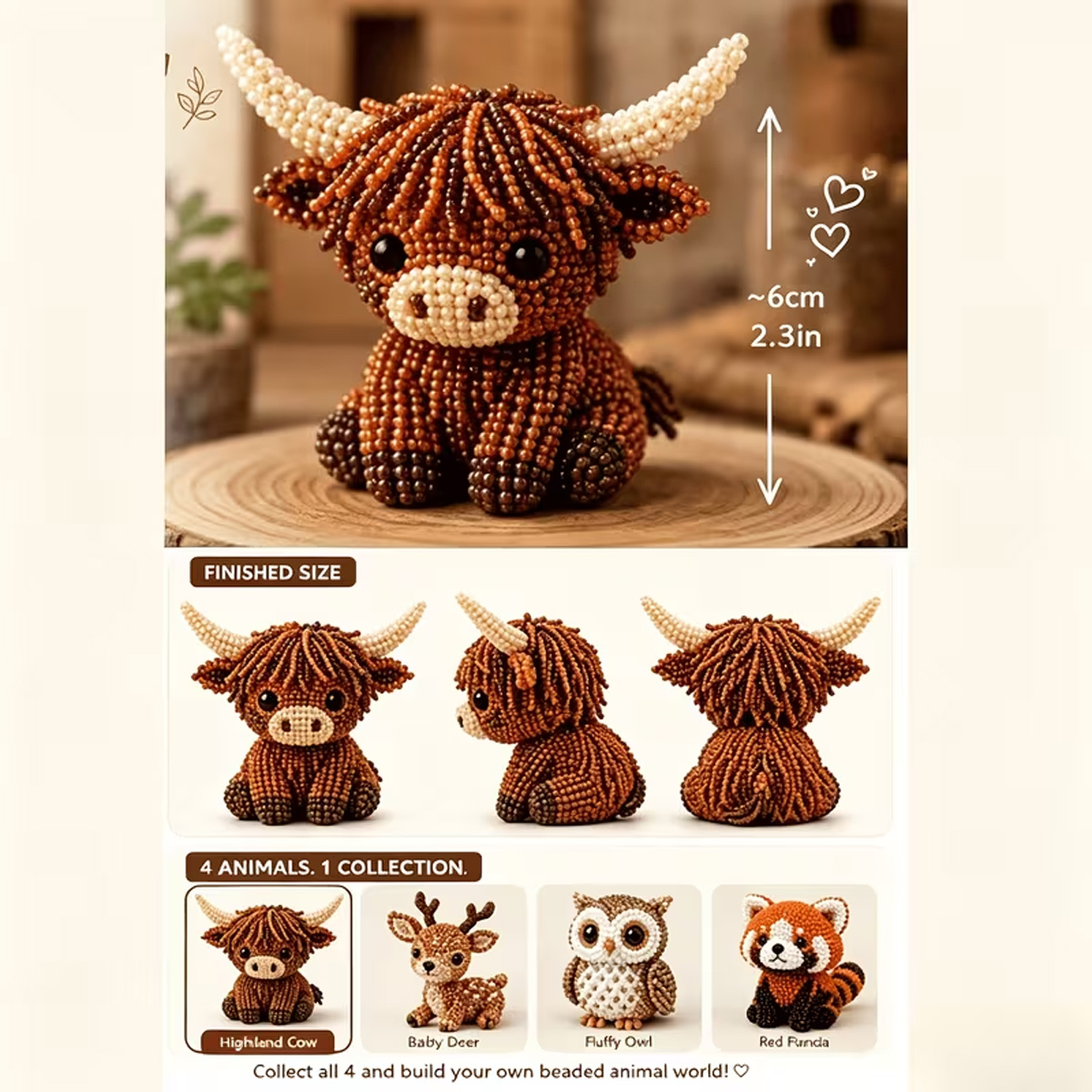 Mini 3D Beaded Animal DIY Kit, - огляд і ціна Home Decor Etsy