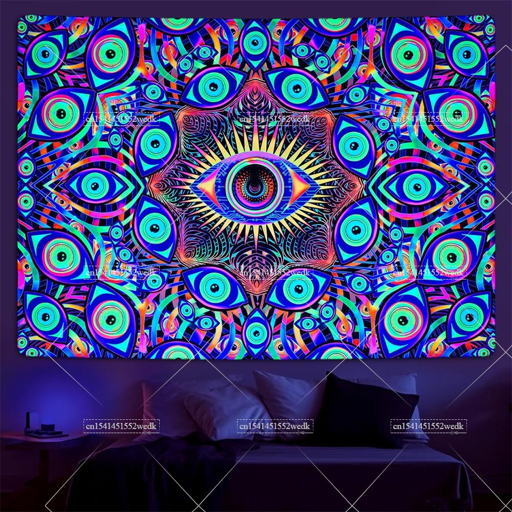 Blacklight Eyes Tapestry Boho  - огляд і ціна Home Decor Hippie