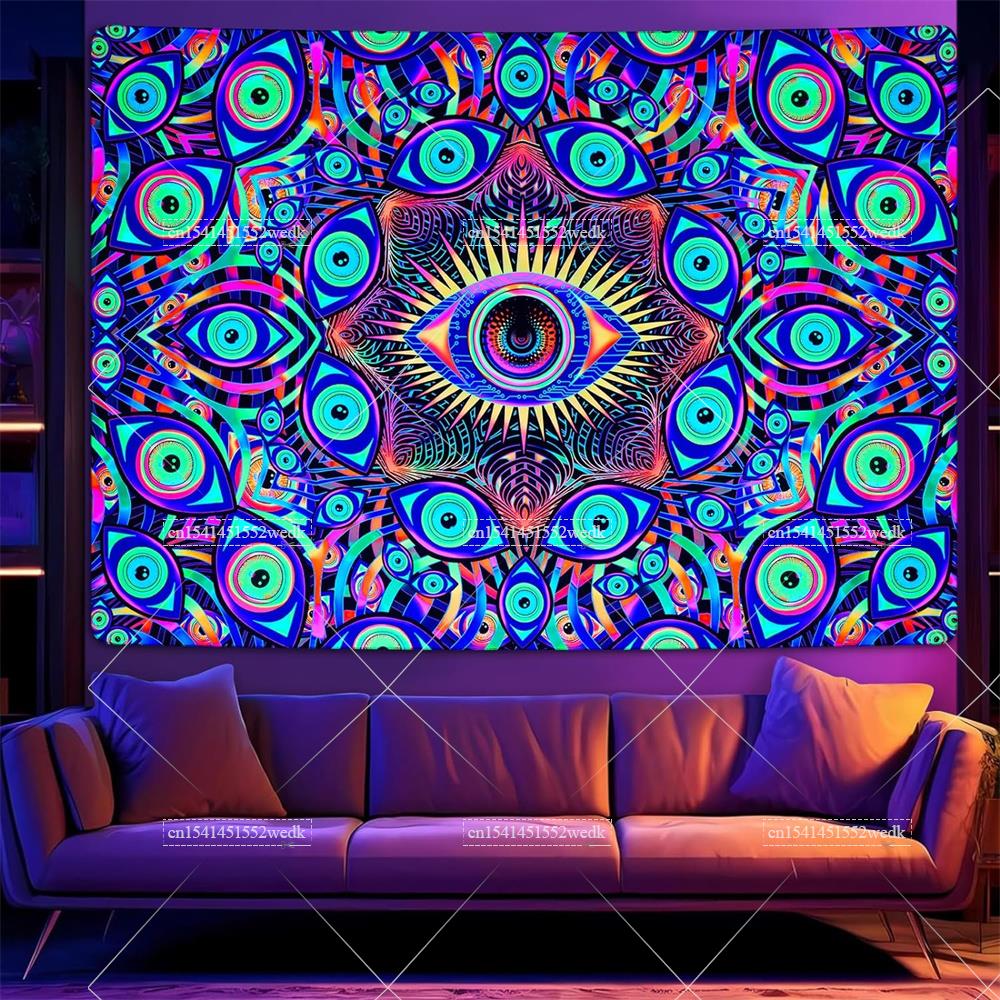 Blacklight Eyes Tapestry Boho  - огляд і ціна Home Decor Hippie