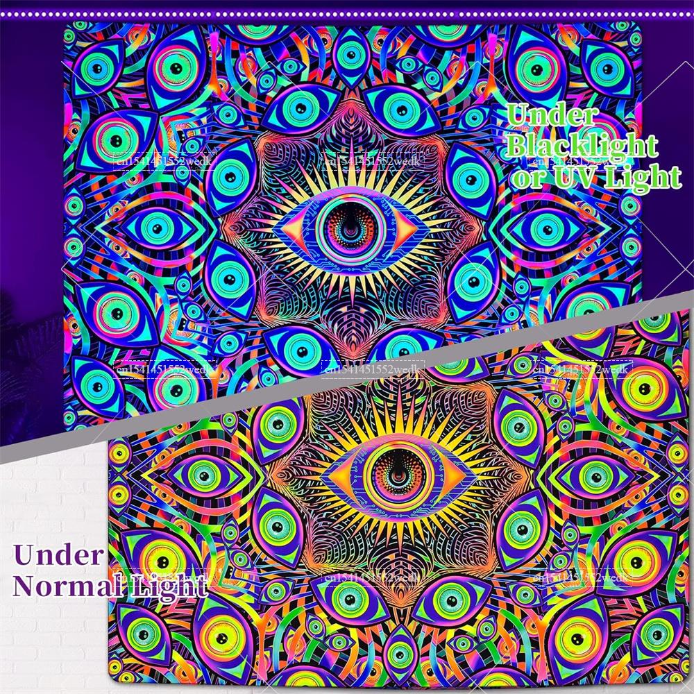Blacklight Eyes Tapestry Boho  - огляд і ціна Home Decor Hippie